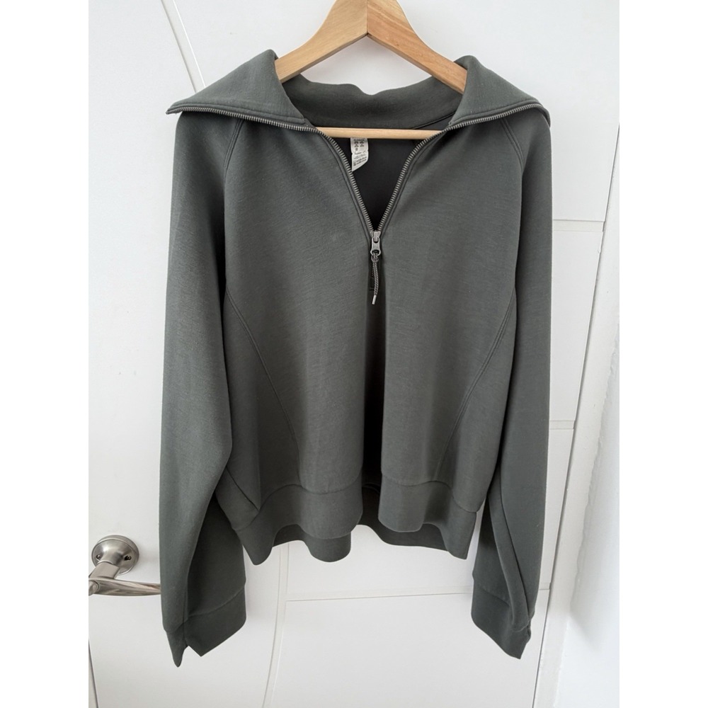 SPANX AirEssentials Half Zip Pullover Sweatshirt Women XL Dark Palm Green Modal